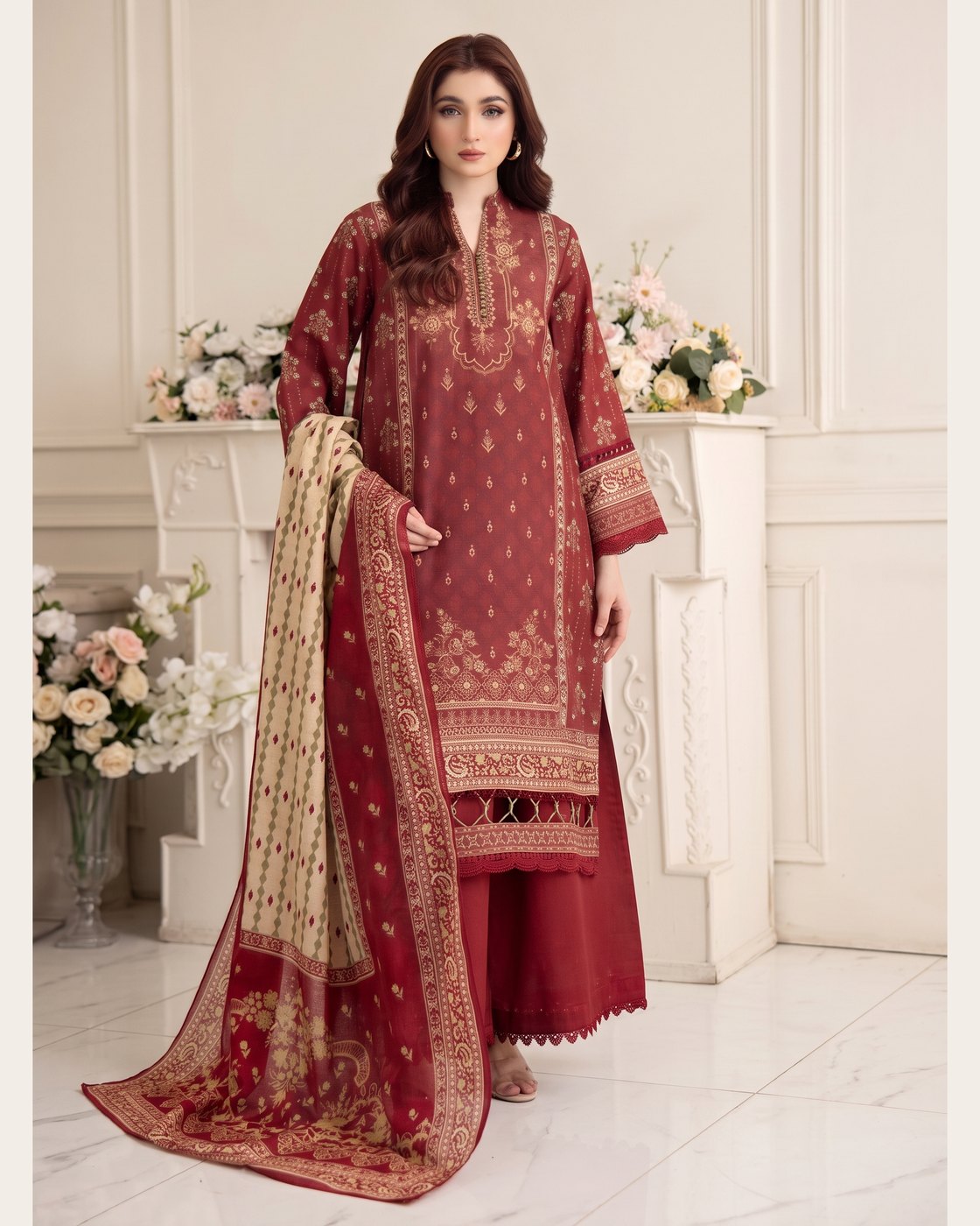 Johra Naifah unstitched lawn suit