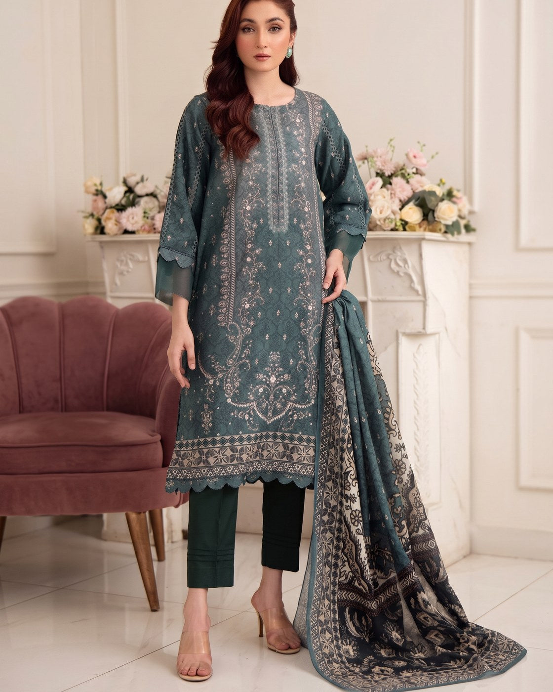 Pakistani unstitched lawn suit