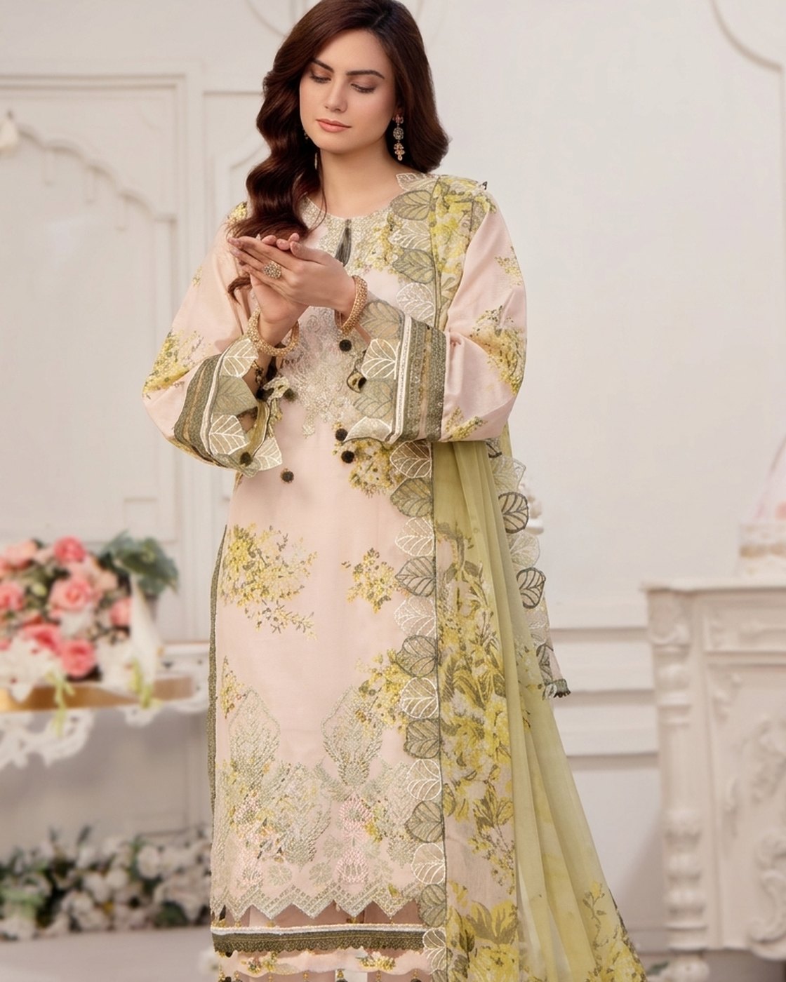 Alzohaib Applique Kari Design #1 · 3 Piece Unstitched