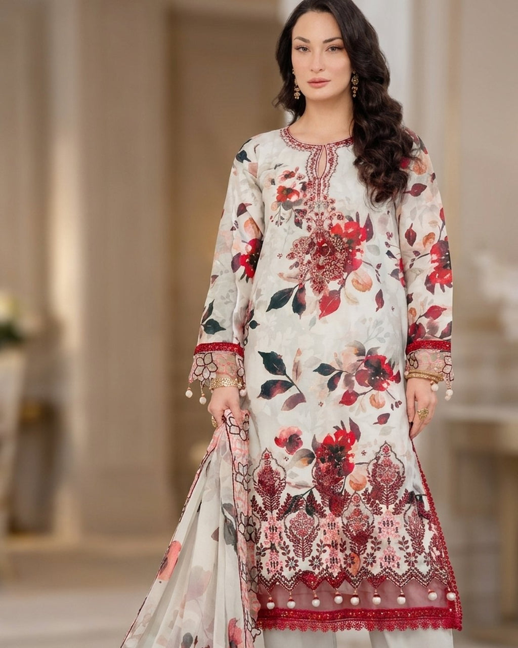 Alzohaib Applique Kari Design #11 · 3 Piece Unstitched