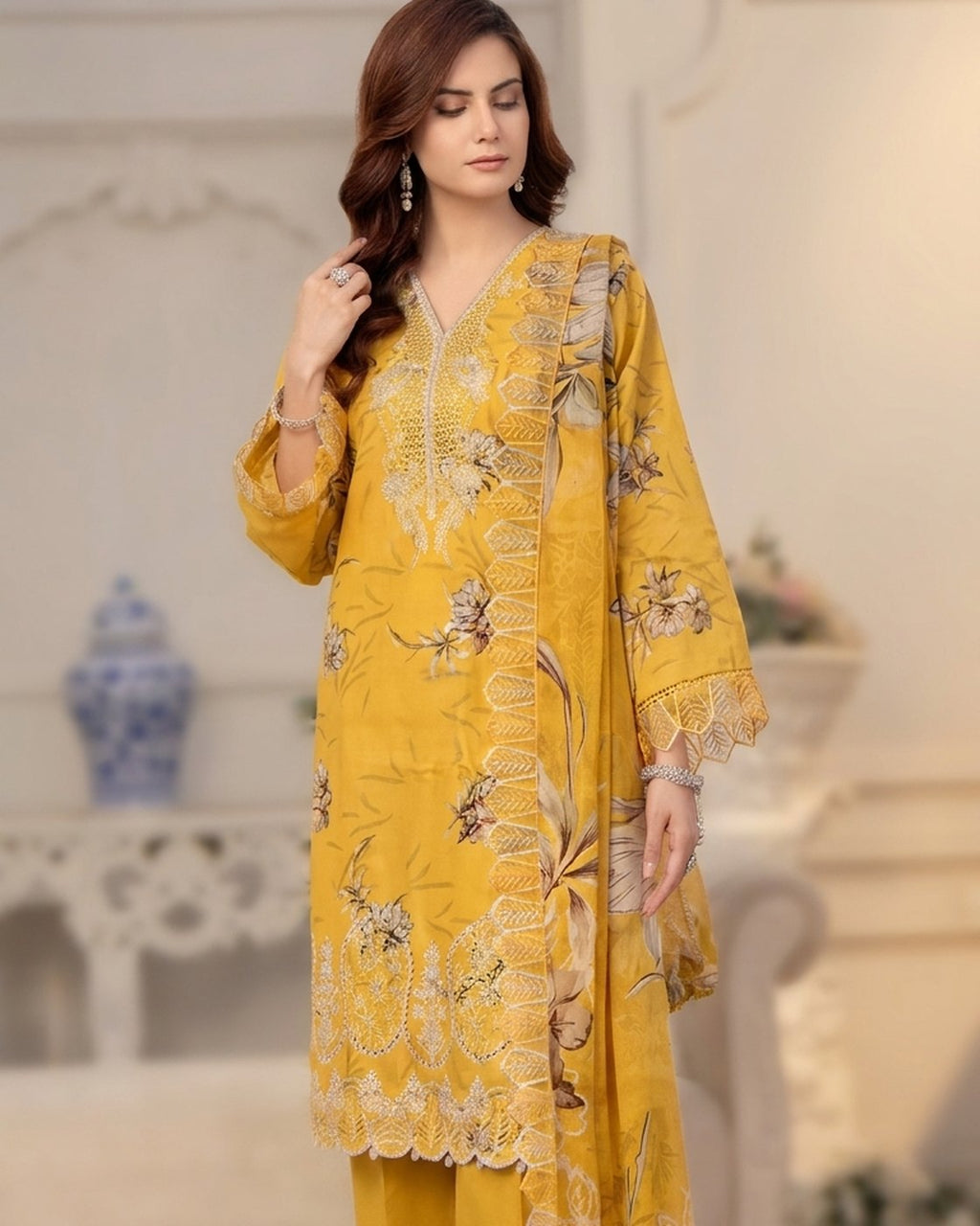Alzohaib Applique Kari Design #5 · 3 Piece Unstitched