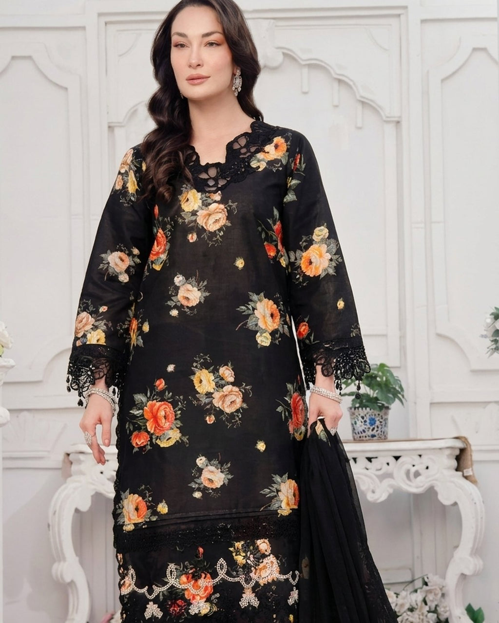 Alzohaib Applique Kari Design #6 · 3 Piece Unstitched