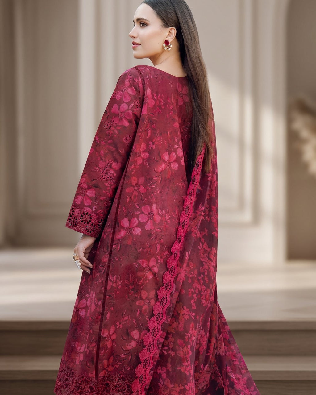 Farasha Aurea 01 Merlot Muse · 3 Piece Unstitched Lawn