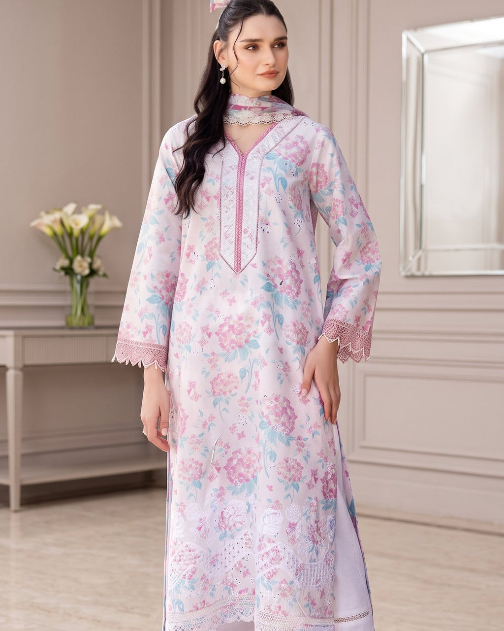 Farasha Aurea 02 Blossom Mist · 3 Piece Unstitched Lawn