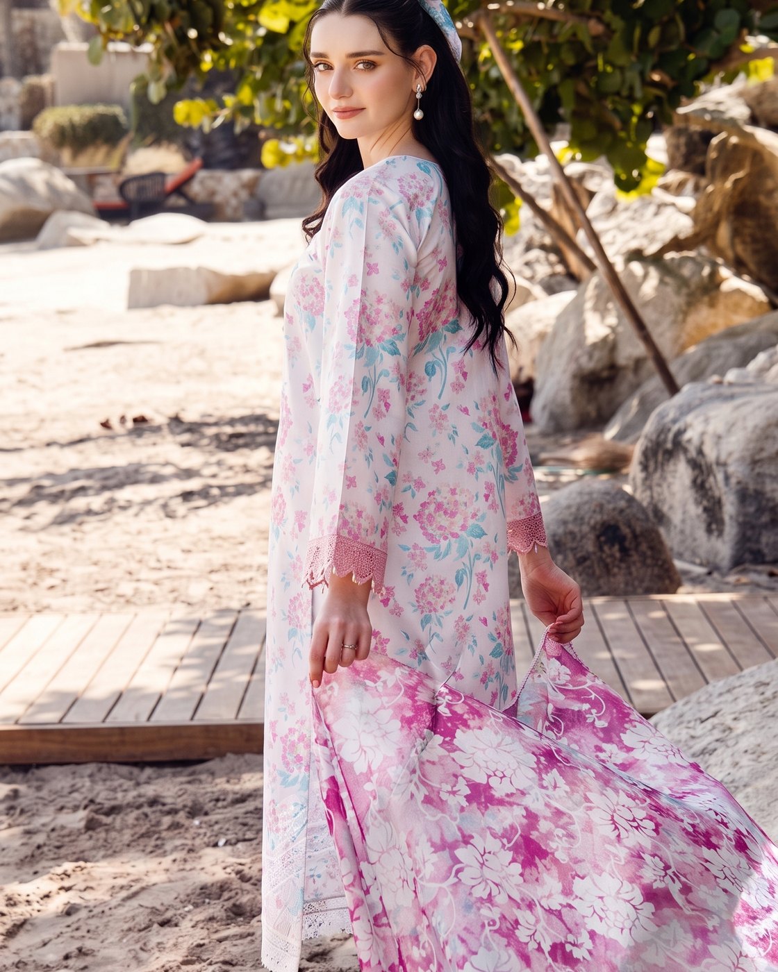 Farasha Aurea 02 Blossom Mist · 3 Piece Unstitched Lawn