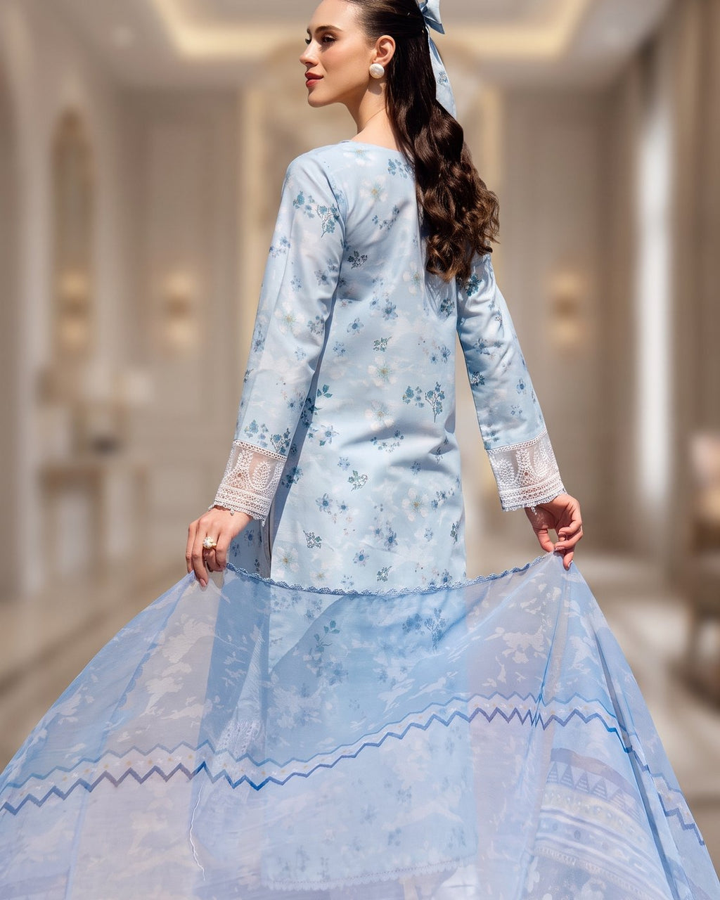 Farasha Aurea 04 Moonlit Blue · 3 Piece Unstitched Lawn
