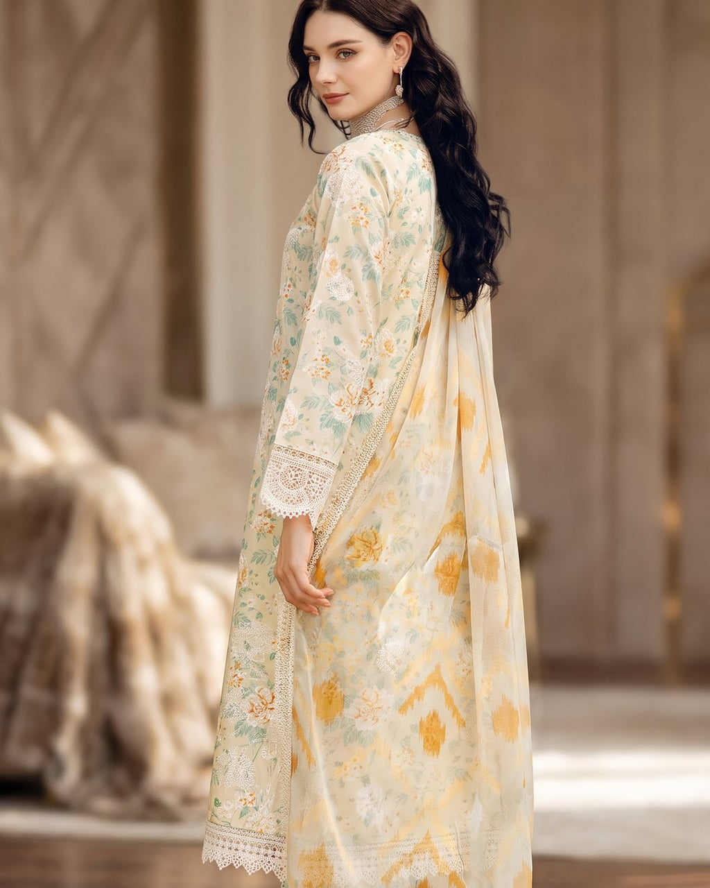 Farasha Aurea 08 Lush Cream · 3 Piece Unstitched Lawn