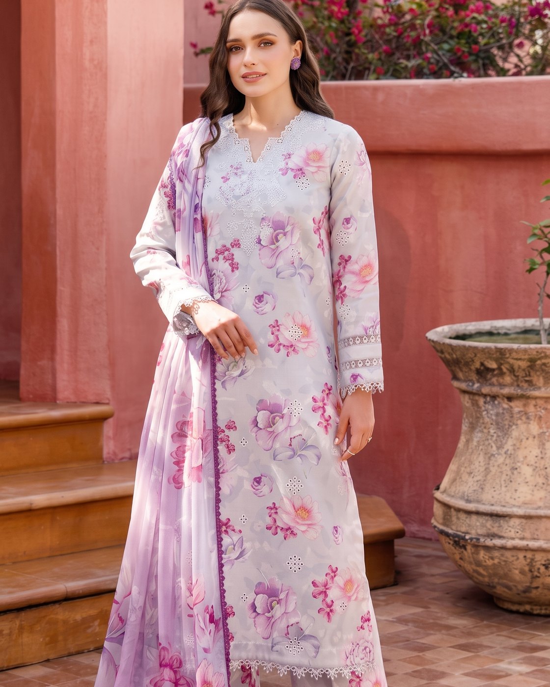 Farasha Aurea 11 Rosy Mist · 3 Piece Unstitched Lawn