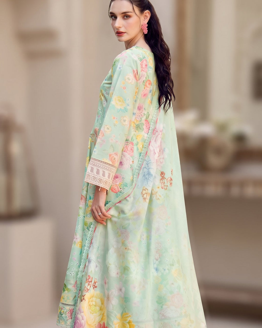 Farasha Aurea 12 Mint Dew · 3 Piece Unstitched Lawn