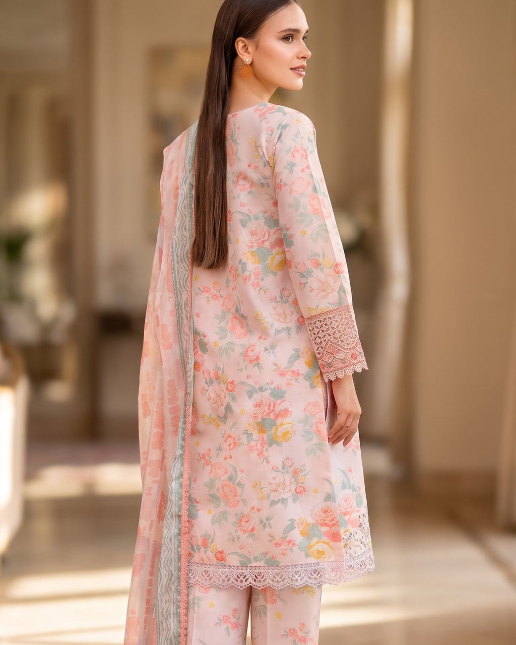 Farasha Aurea 14 Peach Glow · 3 Piece Unstitched Lawn