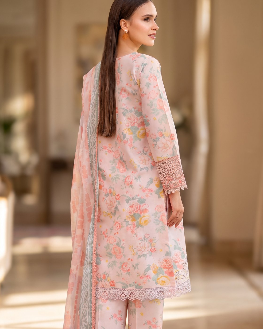 Farasha Aurea 14 Peach Glow · 3 Piece Unstitched Lawn