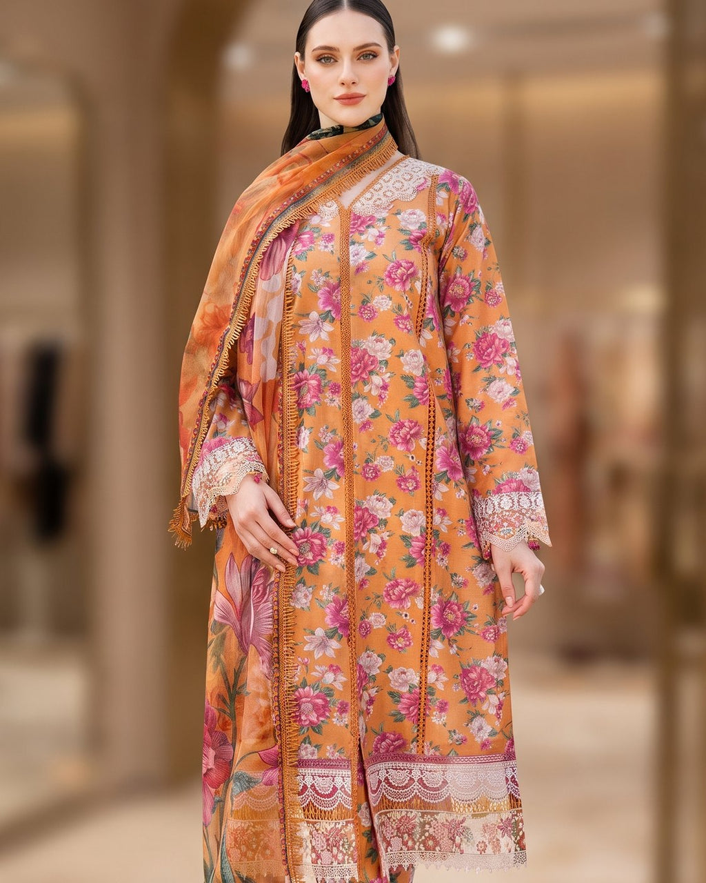 Farasha Aurea 16 Coral Haze · 3 Piece Unstitched Lawn