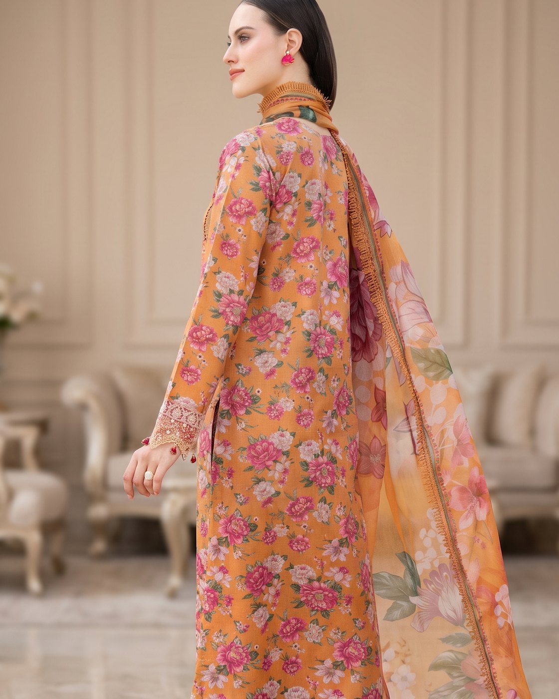 Farasha Aurea 16 Coral Haze · 3 Piece Unstitched Lawn