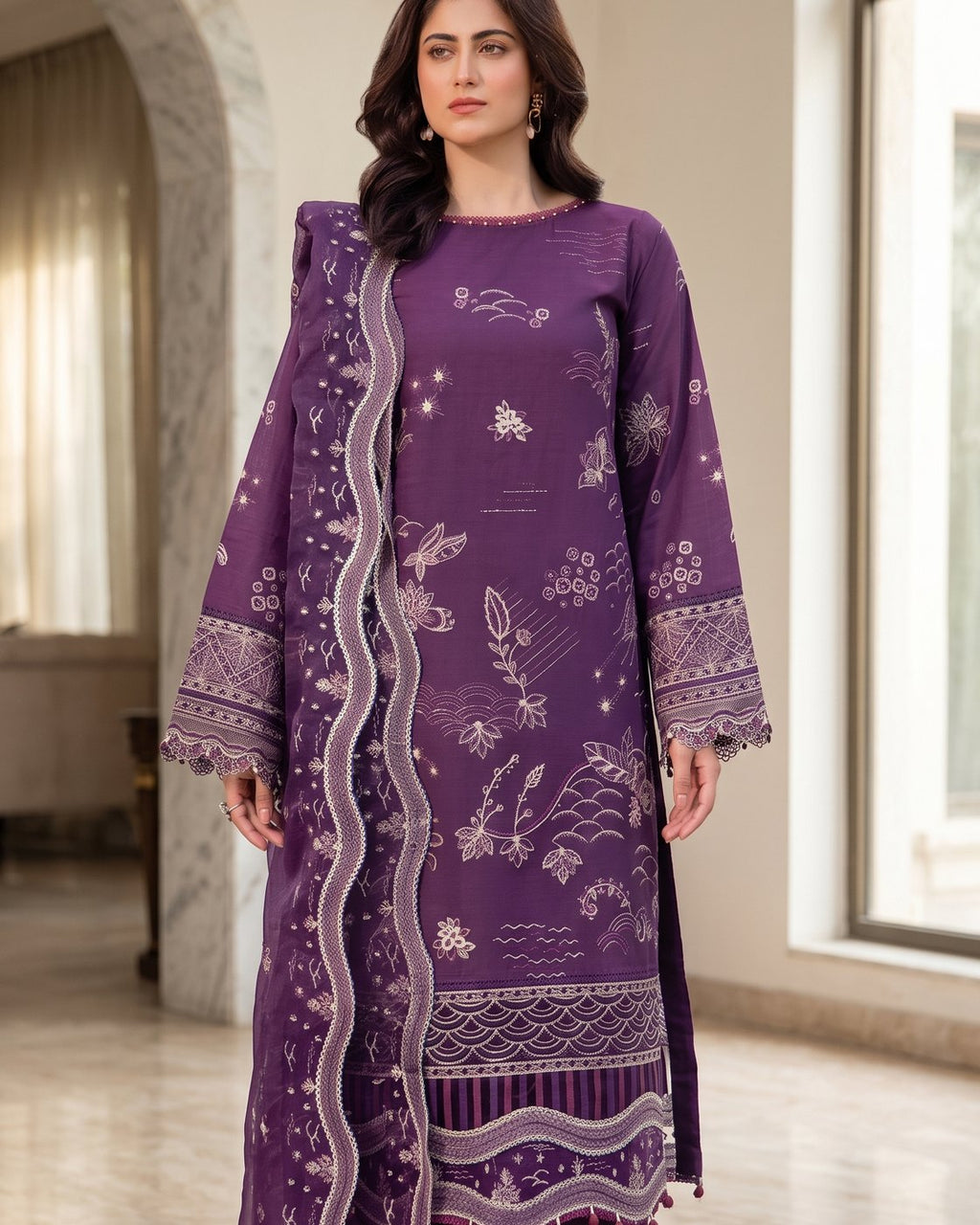 Farasha Bahar Edit-II 08 Raven Plum · 3 Piece Unstitched Lawn