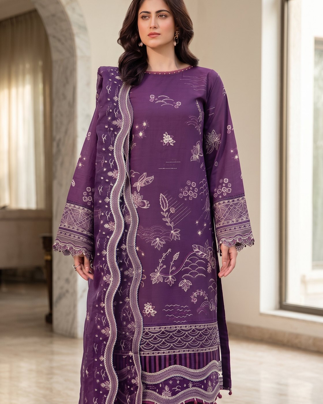 Farasha Bahar Edit-II 08 Raven Plum · 3 Piece Unstitched Lawn