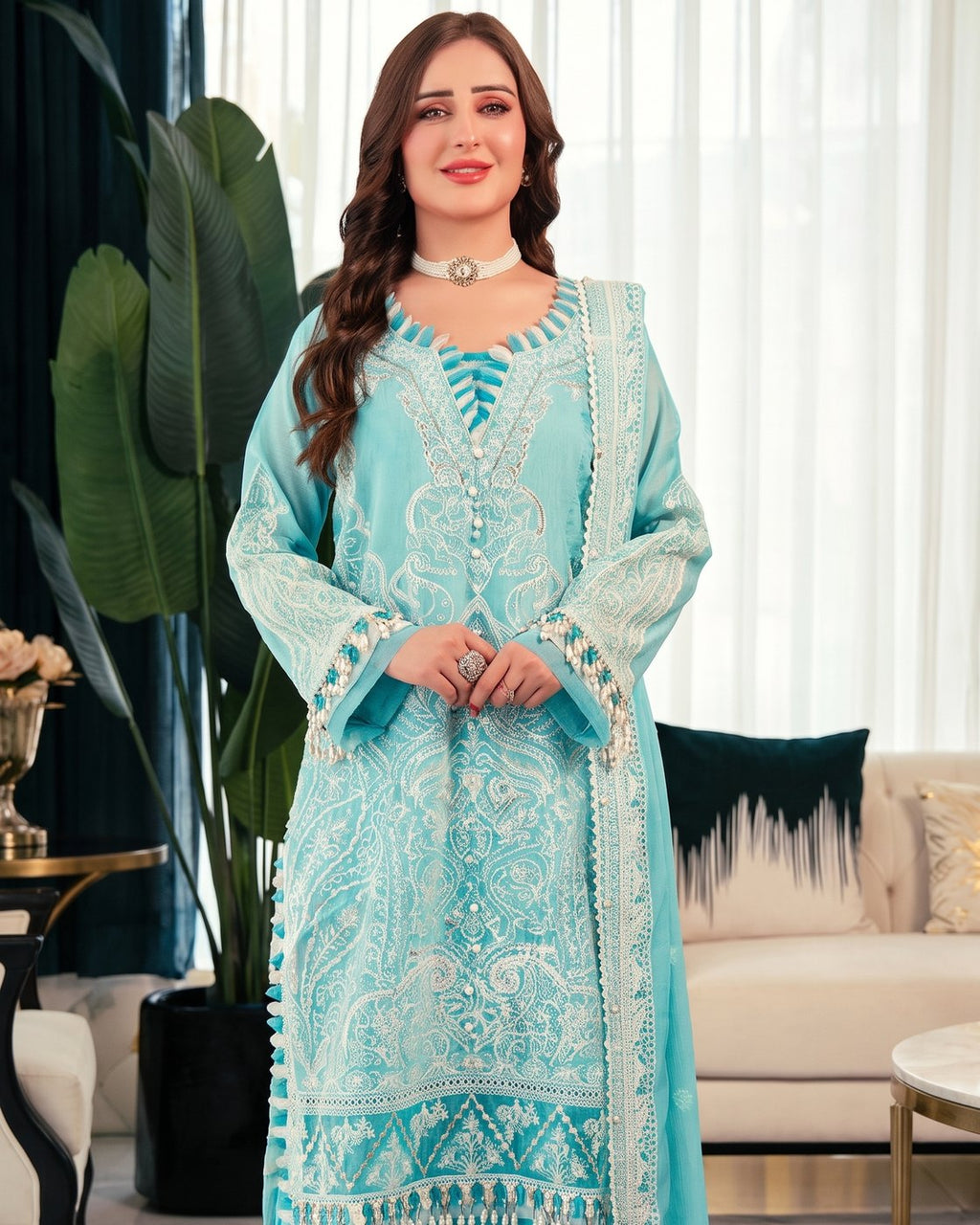 Gaba Fabrics Saahil Summer 05 Blue Asmani · 3 Piece Unstitched Lawn