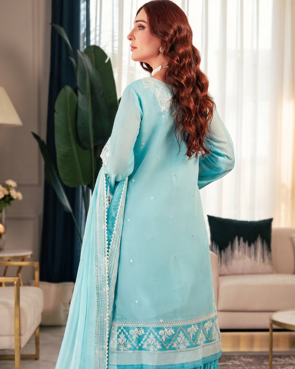Gaba Fabrics Saahil Summer 05 Blue Asmani · 3 Piece Unstitched Lawn
