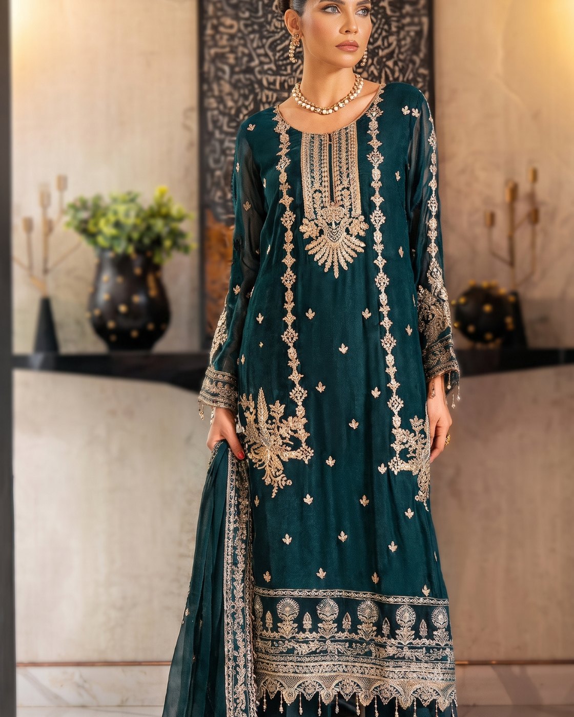 LALA Afsaneh Insha · 3 Piece Unstitched Chiffon