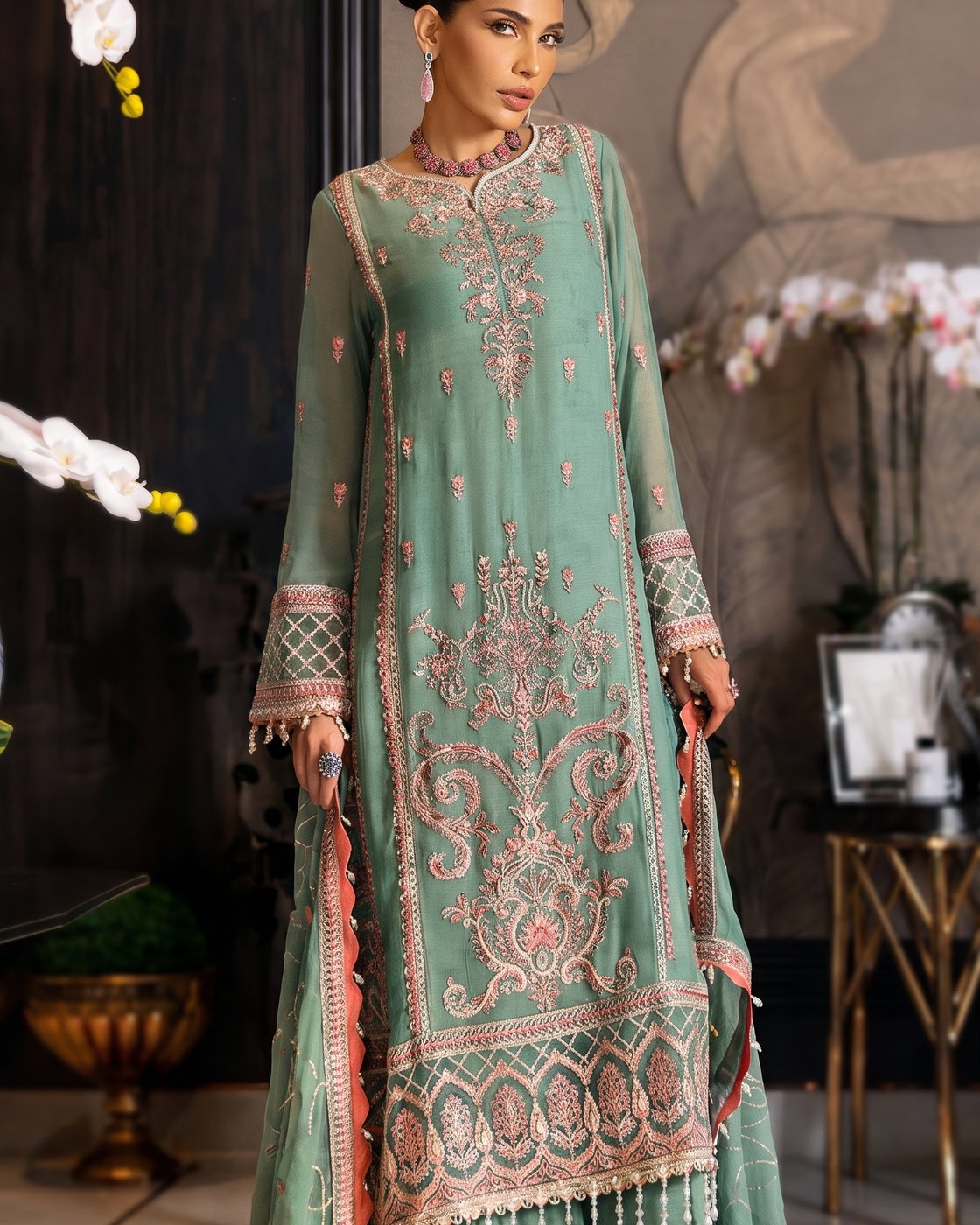 LALA Afsaneh Zarminay · 3 Piece Unstitched Chiffon