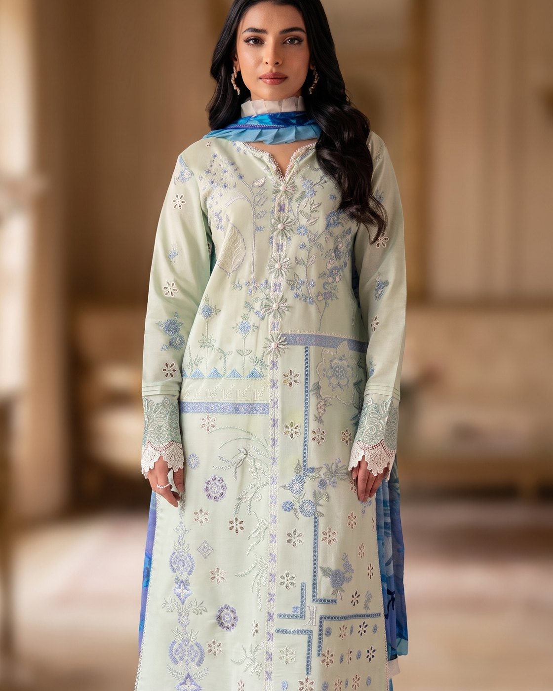 Roheenaz Aashiyana Zumar unstitched 3 piece lawn suit